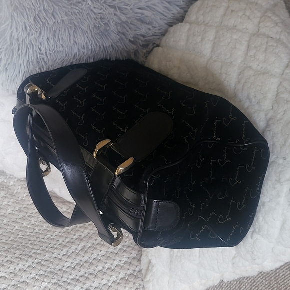 Givenchy Rare Vintage Speedy Handbag Monogramed Black Suede - Picture 5 of 16